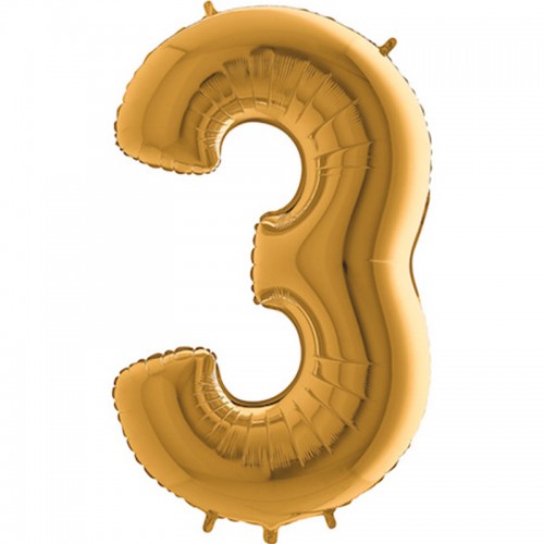 Balão Número 3 Dourado